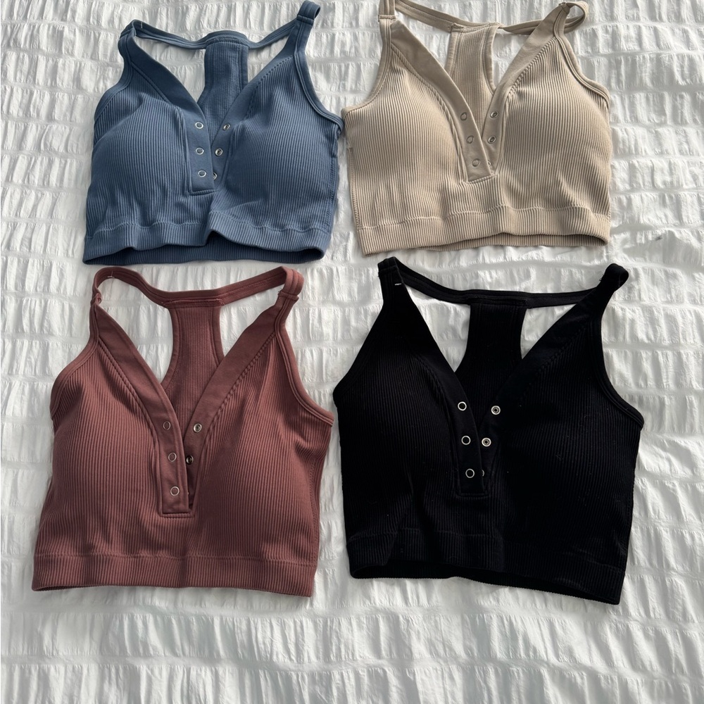 Set of Four Ribbed Crop Tops